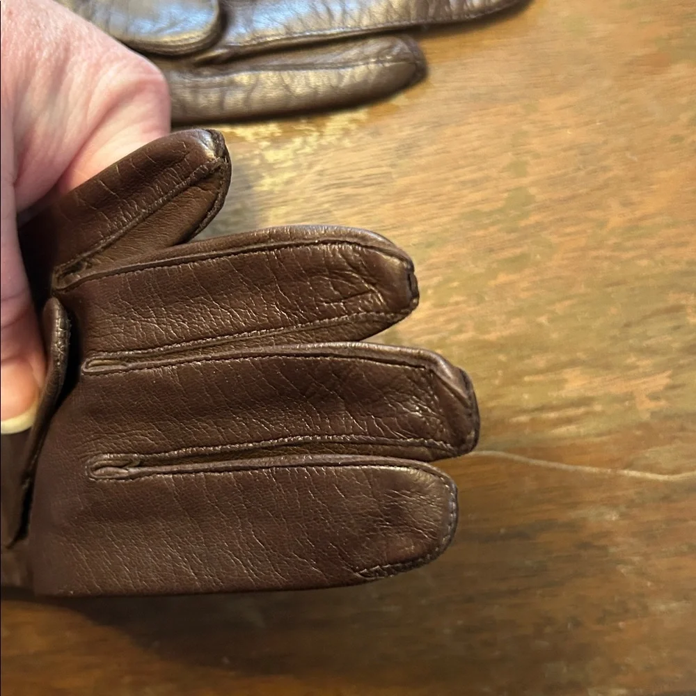Finale Vintage Long Brown Leather Gloves - Picture 5 of 5